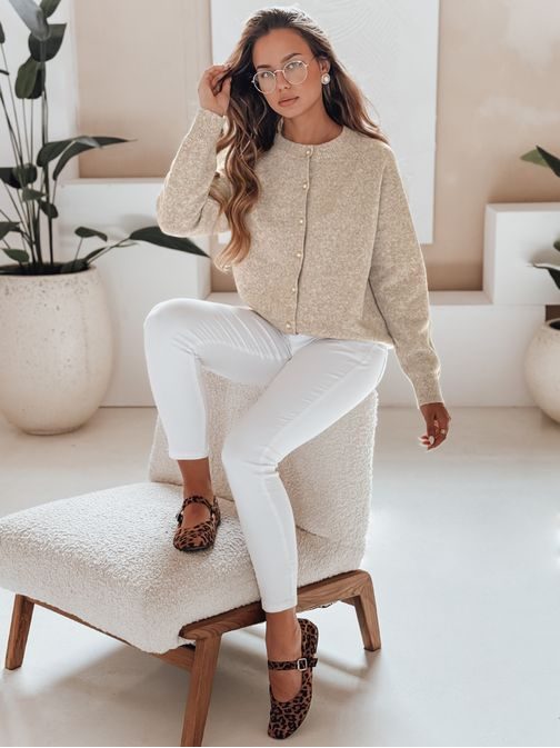 Krásný béžový dámský svetr s knoflíky Selina