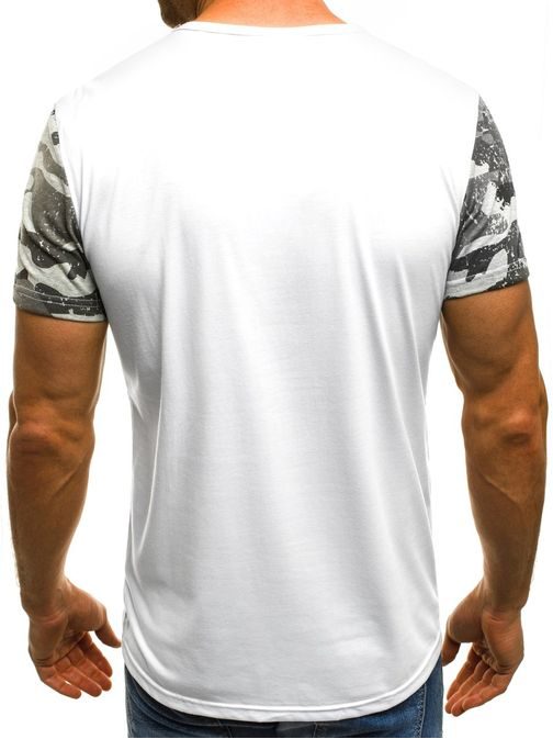 Bílé pánské tričko s potiskem OZONEE JS/SS396