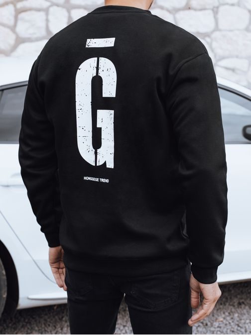 Černá pánská mikina bez kapuce a nápisem