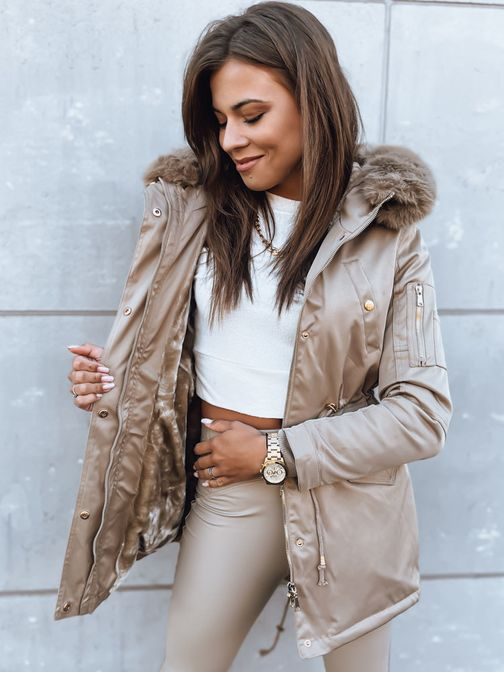 Dámská módní béžová zimní parka Goddess