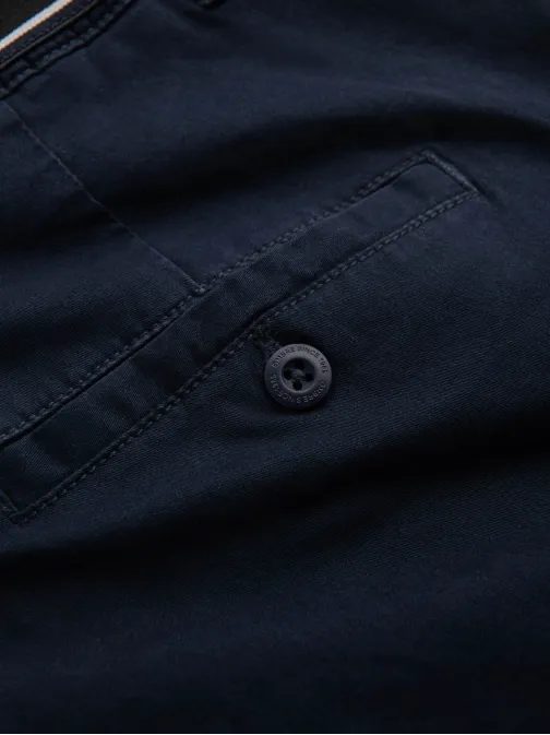 Tmavě modré chinos kalhoty s ozdobným pasem V2 PACP-0118