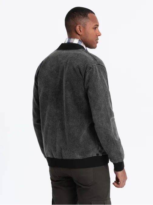 Riflová černá bunda v bomber stylu C558