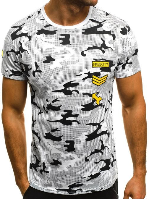 Bílé pánské army tričko OZONEE JS/SS331