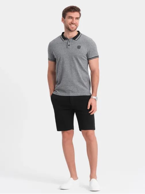 Černé kraťasy ze strukturovaného úpletu V2 SRCS-0126