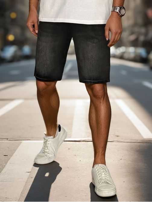 Módní černé džínové šortky