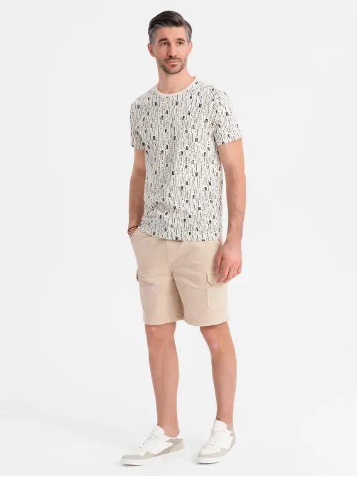 Jedinečné béžové šortky s kapsami V3 SRCG-0190