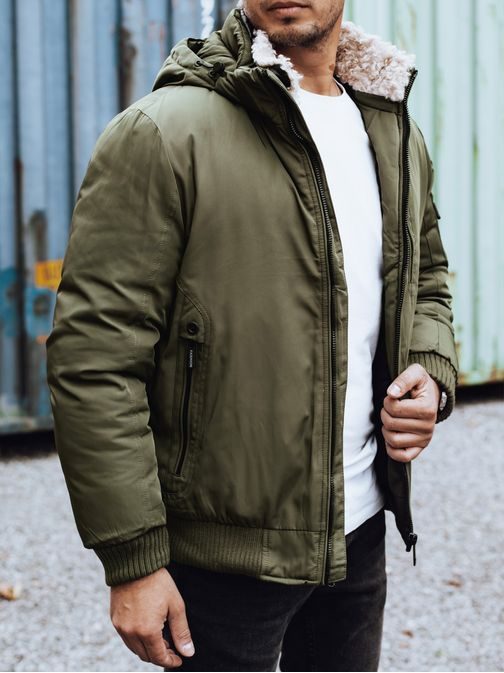 Moderní zelená zimní bunda bomber