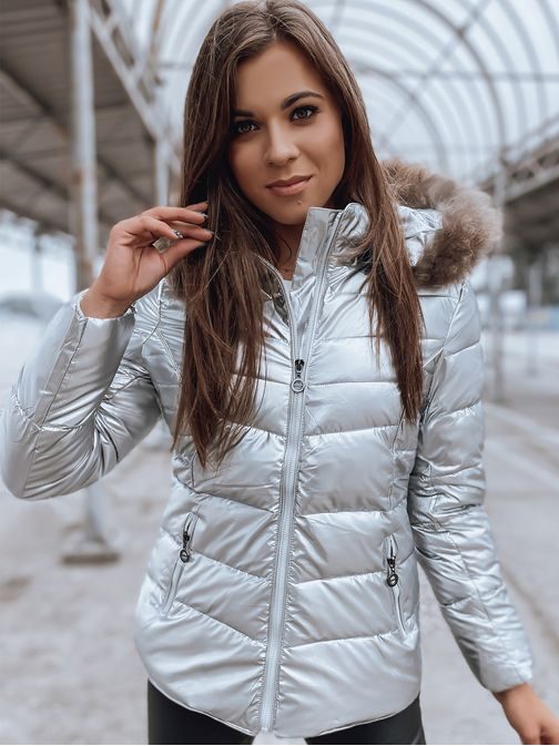 Dámská stylová bunda Nelly ve stříbrné barvě