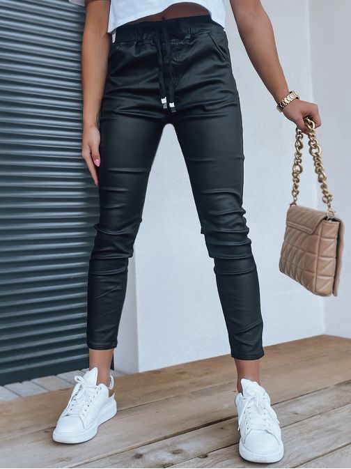 Černé dámské voskované kalhoty v trendy provedení Paolia