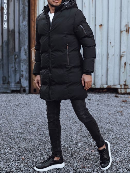 Černá prošívaná bunda pro muže na zimu