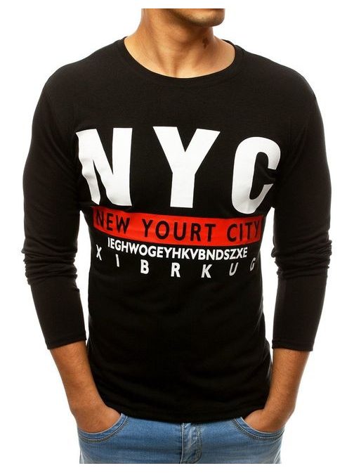 Černé tričko s dlouhým rukávem NYC
