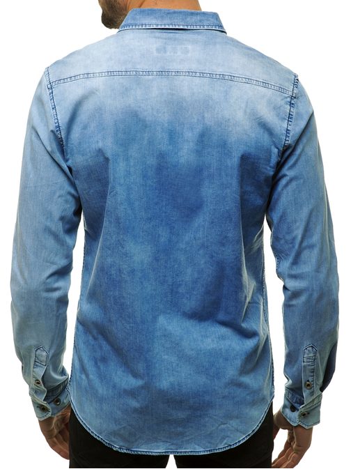 Světle modrá riflová košile ve stylovém provedení O/201146Z