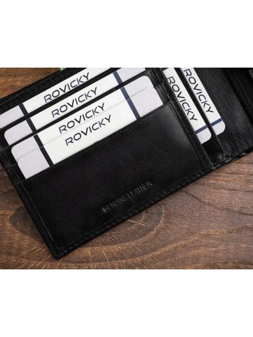Elegantní kožená černá peněženka Rovicky