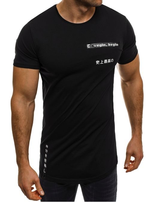 Černé moderní pánské tričko s potiskem BREEZY 293