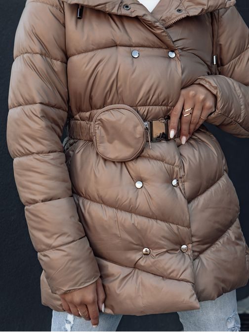 Trendová kamelová prošívaná dámská bunda Bloom