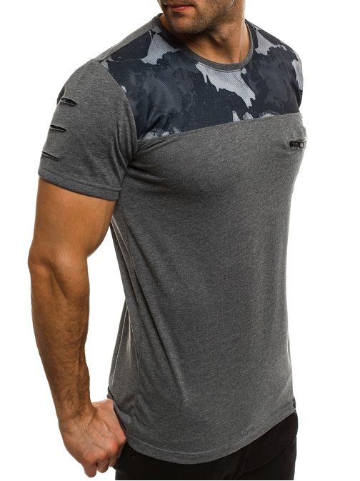 Moderní pánské tmavě šedé tričko s potiskem BREEZY 500BT