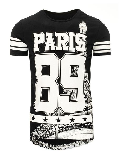 PARIS černé pánské tričko s krátkým rukávem