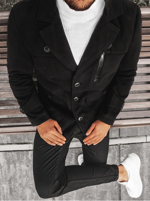 Trendy černý pánský kabát N/5920