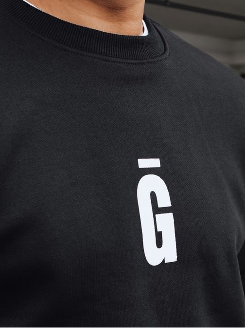 Černá pánská mikina bez kapuce a nápisem