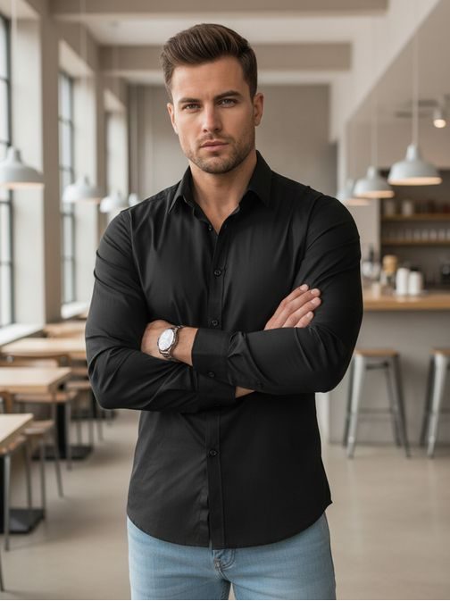 Základní černá pánská košile