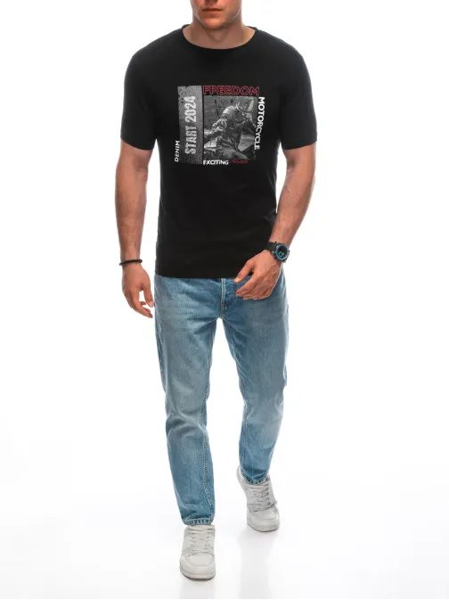 Trendy černé tričko s nápisem S1952
