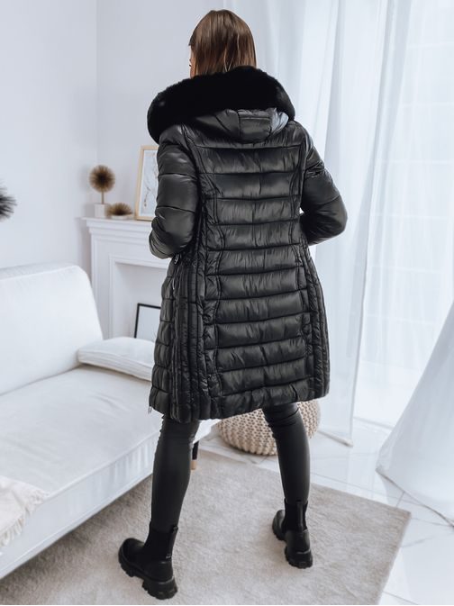 Černý dámský kabát v trendy provedení Atens