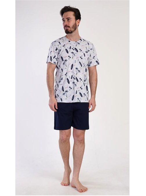 Šedo-modré pánské pyžamo Surfing