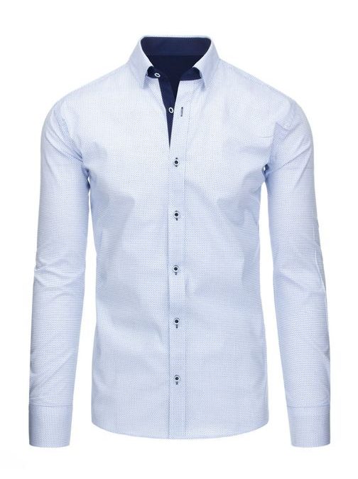 Stylová bílá pánská košile s puntíky