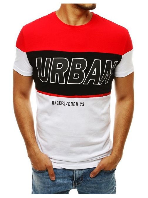 Trendové červené tričko s potiskem URBAN