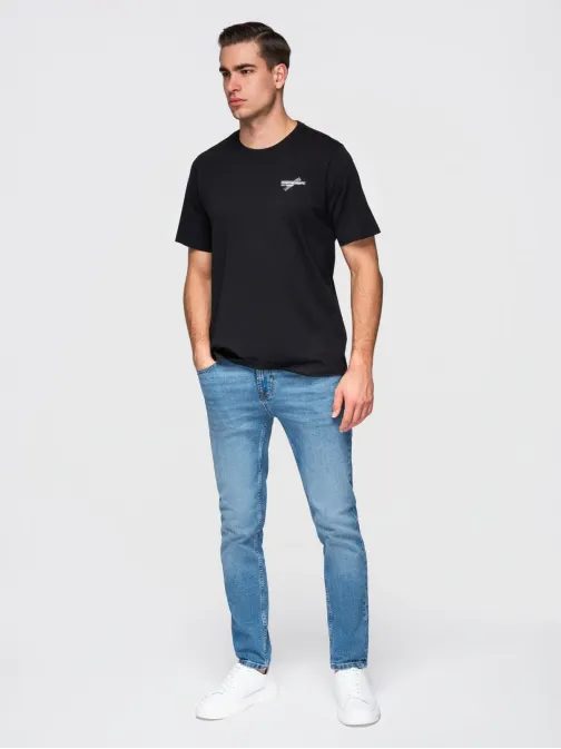 Černé pánské tričko s trendy nápisem V2 TSPT-0258