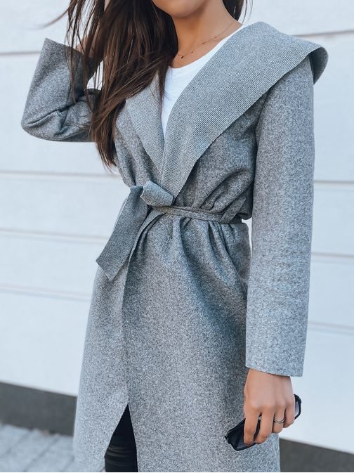 Originální světle šedý dámský kabát Basic Moderno