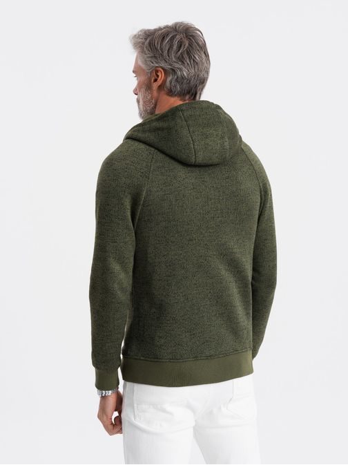 Trendy olivová mikina s kapucí B1425-V2