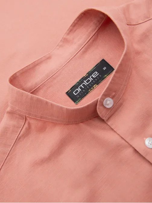 Broskvová lněná košile regular fit V1 K704