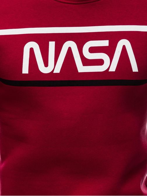 Tmavě červená mikina bez kapuce NASA B1399