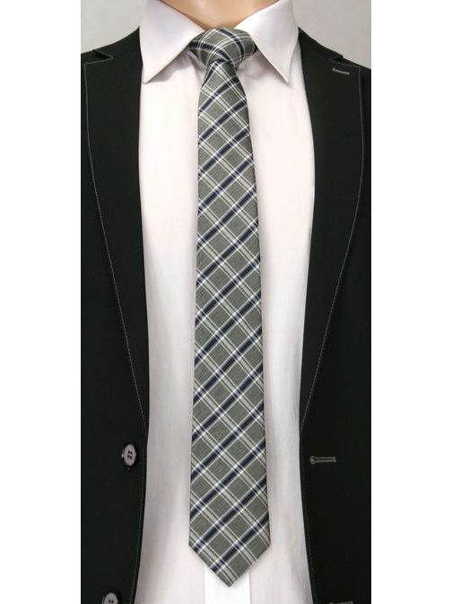 Šedá károvaná pánská kravata