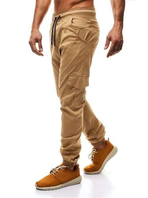 Pohodlné kamelové pánské kalhoty A/404