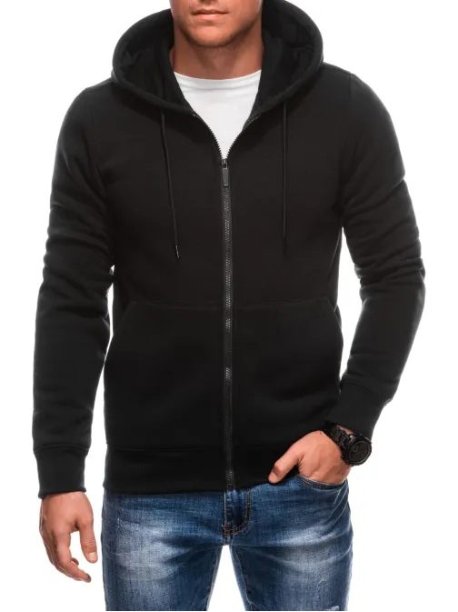 Nadčasová černá mikina s kapucí V6 EM-SSBZ-0101