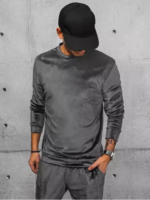 Velurová mikina v tmavě šedé barvě