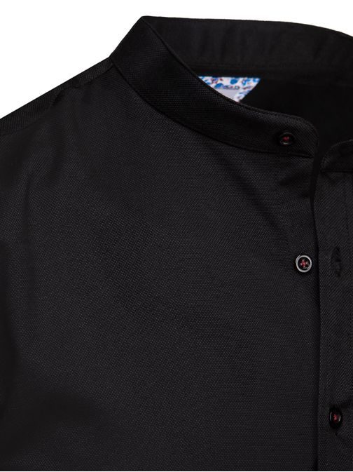 Nadčasová černá pánská košile s límečkem