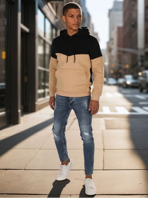 Černo-kamelová mikina v zajímavém provedení