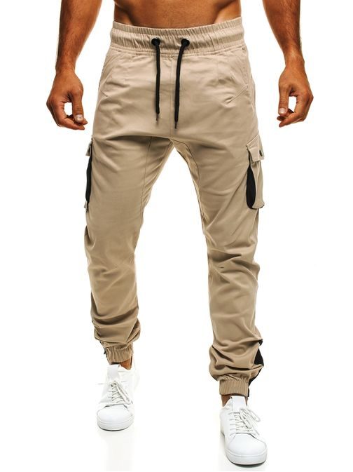 Sportovní pánské kapsáčové kalhoty v pískové barvě ATHLETIC 705