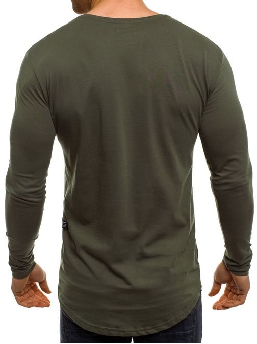 Moderní khaki pánské tričko s dlouhým rukávem BREEZY 286