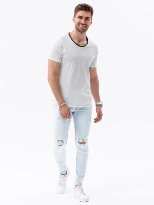 Trendy ecru tričko bez potisku V6 TSCT-22SS-004
