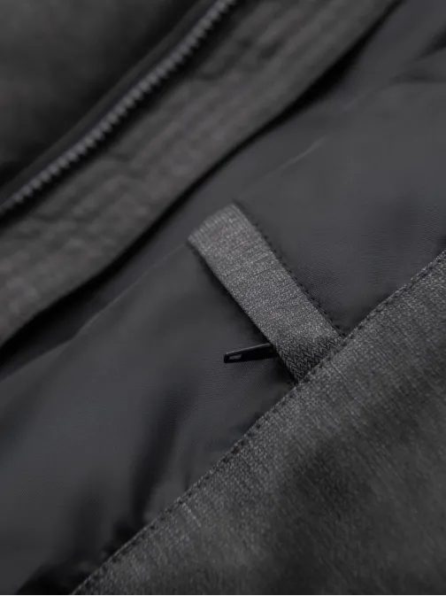 Nadčasová prošívaná šedá pánská parka  V2 JALJ-0264