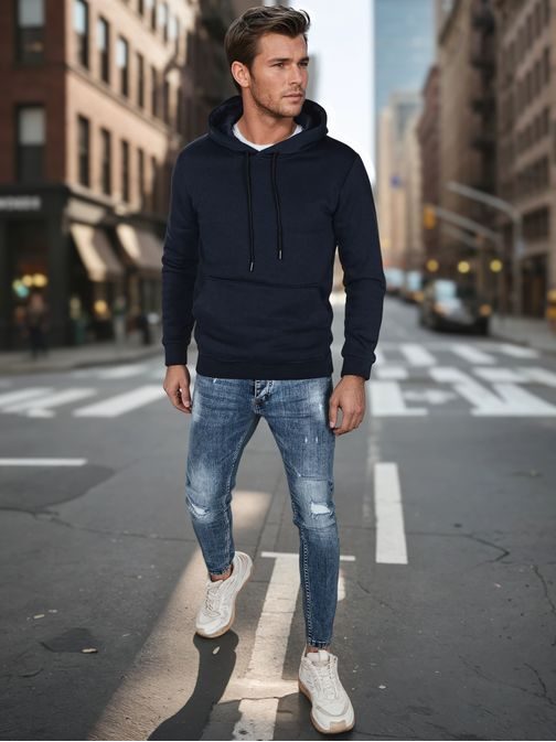 Basic pánská granátová mikina s kapucí