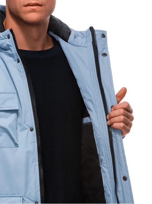 Zimní světle modrá stylová bunda C530