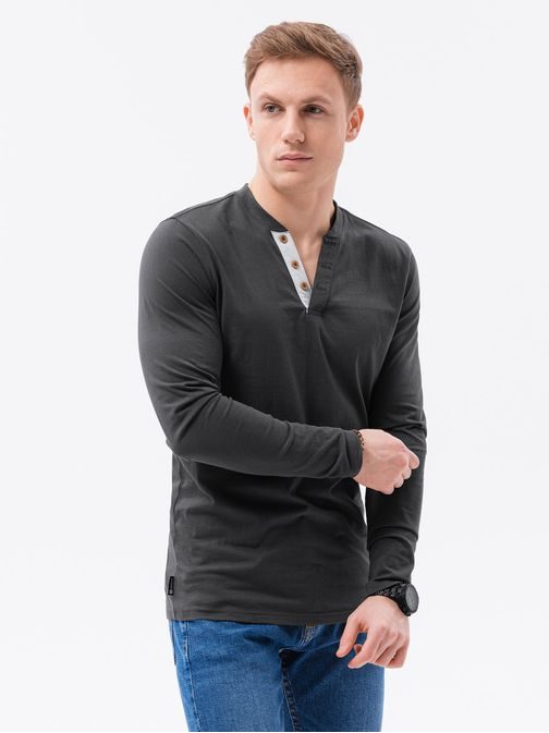 Tričko s dlouhým rukávem v tmavě šedé barvě L133