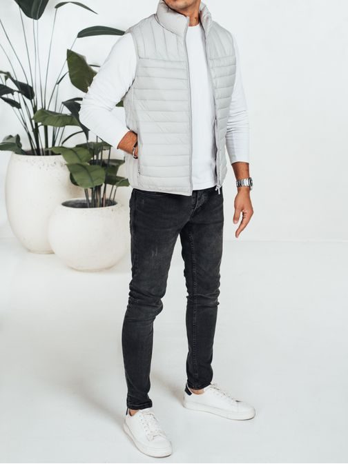 Módní šedá pánská vesta bez kapuce