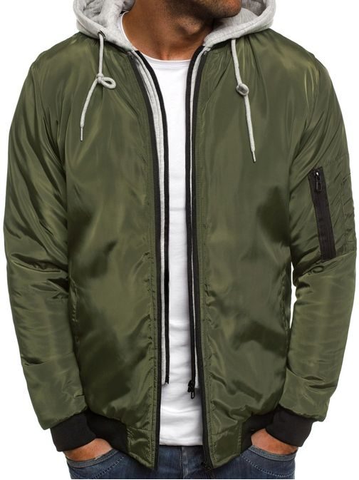 Khaki bomber bunda s imitací mikiny J.STYLE AK98