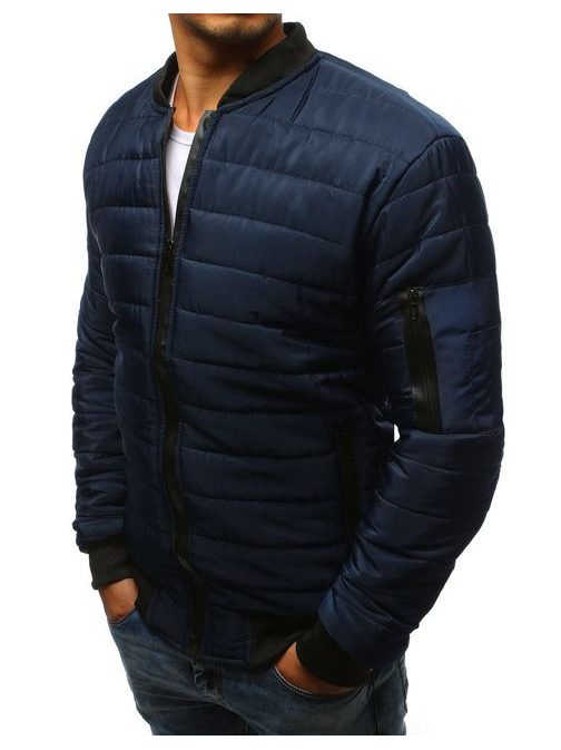 Pánská prošívaná bunda bomber v tmavě modré barvě